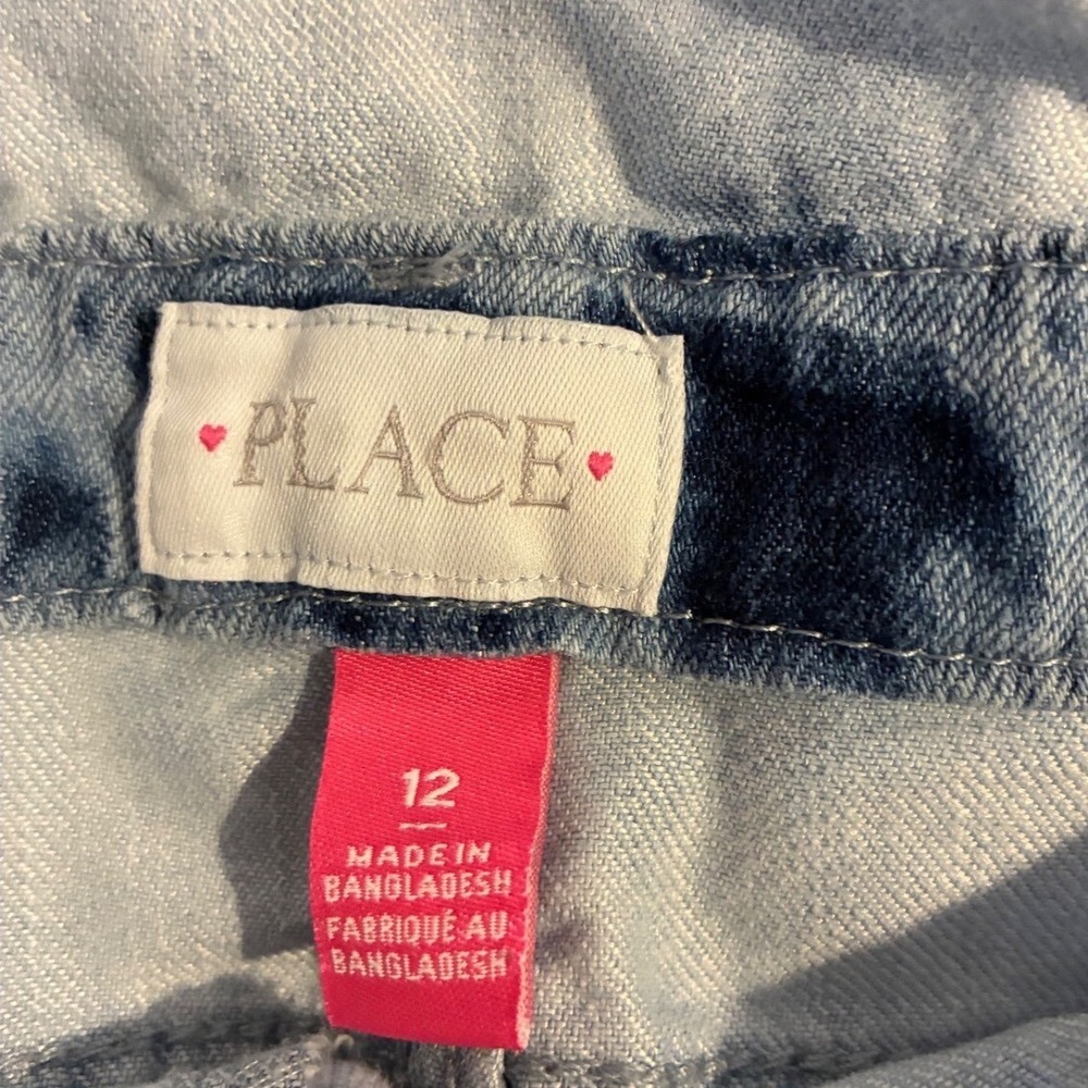 The Children's Place Skirtails Girls 12 Blue Tie Dye Denim Pinafore Skirt - Picture 7 of 9